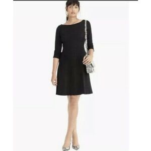 J. Crew Fit & Flare Black Ponte Knit Dress SZ 00 NWT NEW